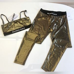 BALMAIN***Gold Sportsbra and Legging Set***Small $850